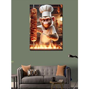 Kanvas Tablo Döner Çevirmesi Yapan Maymun 70x100 cm