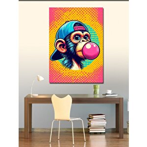 Kanvas Tablo Şapkalı Renkli Maymun 70x100 cm