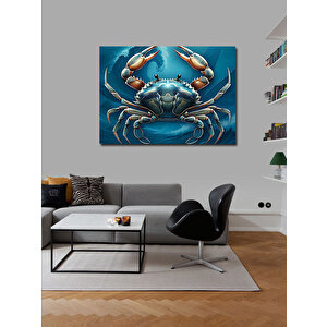 Kanvas Tablo Mavi Yengeç Burcu İllüstrasyonu 70x100 cm
