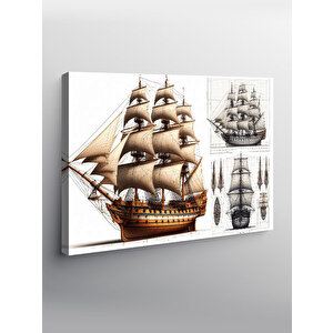 Kanvas Tablo Ahşap Yelkenli Gemiler 70x100 cm