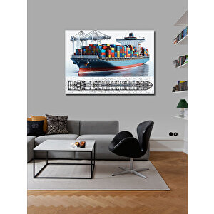 Kanvas Tablo Konteyner Gemisi Çizimi 100x140 cm