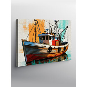 Kanvas Tablo Balıkçı Teknesi Limanda 50x70 cm