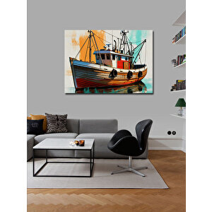 Kanvas Tablo Balıkçı Teknesi Limanda 70x100 cm