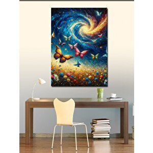 Kanvas Tablo Galaksi Ve Kelebekler 50x70 cm