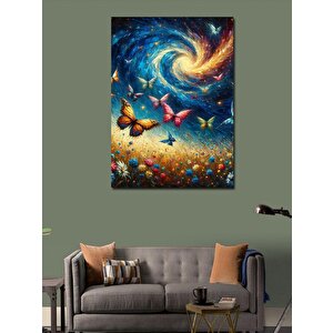 Kanvas Tablo Galaksi Ve Kelebekler 50x70 cm