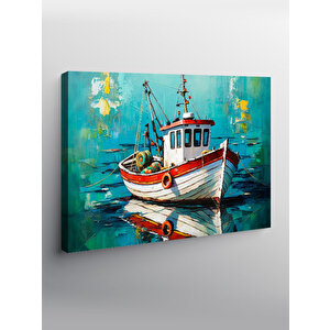 Kanvas Tablo Renkli Balıkçı Teknesi 100x140 cm