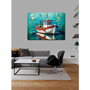 Kanvas Tablo Renkli Balıkçı Teknesi 100x140 cm
