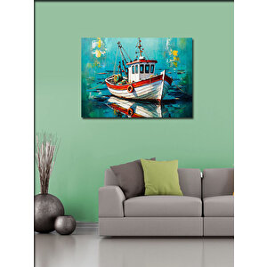 Kanvas Tablo Renkli Balıkçı Teknesi 100x140 cm