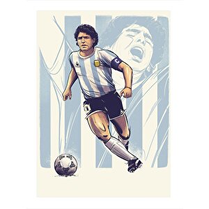 Maradona Desenli Ahşap Tablo 35cm X50cm 35x50 cm