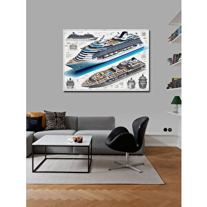 Kanvas Tablo Lüks Yolcu Gemisi Teknik Çizimi 100x140 cm