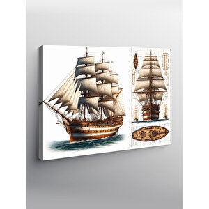 Kanvas Tablo Ahşap Yelkenli Gemiler 70x100 cm