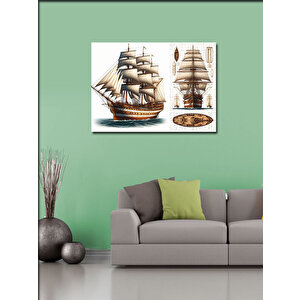 Kanvas Tablo Ahşap Yelkenli Gemiler 70x100 cm