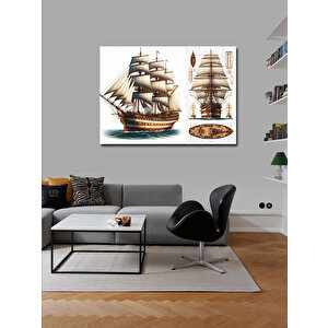 Kanvas Tablo Ahşap Yelkenli Gemiler 50x70 cm