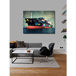 Kanvas Tablo Grafitili Konteyner Gemisi 100x140 cm