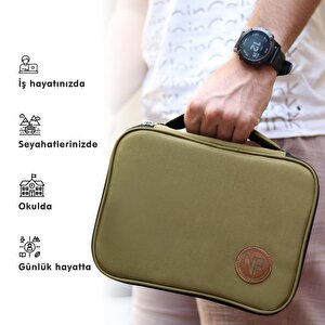 Npo Comfy  Kablo, Makyaj, Lens, Mini Drone Ve Aksesuar Için Ayarlanabilir Çok Amaçlı Çanta-yeşil