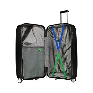 Benetton Orta Boy %100 Polipropilen Kırılmaz Valiz Siyah Bnt1000