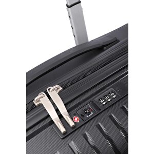 Pierre Cardin Büyük Boy %100 Polipropilen Valiz Siyah 04pc7060
