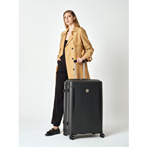 Pierre Cardin Büyük Boy %100 Polipropilen Valiz Siyah 04pc7060