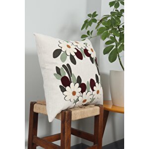 Papatya Desenli Punch Kırlent Kılıfı 43x43