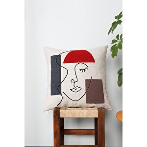 Sanat Desenli Punch Kırlent Kılıfı 43x43