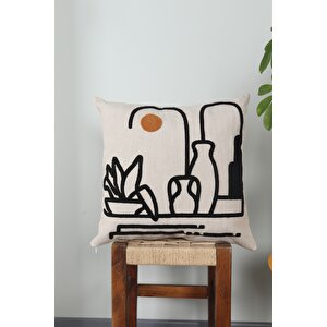 Kış Güneşi Desenli Punch Kırlent Kılıfı 43x43