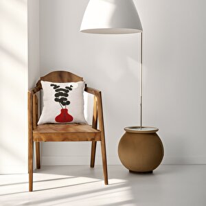 Vazo Desenli Punch Kırlent Kılıfı 43x43