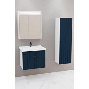 Avien 65 Cm Banyo Dolabı Npl Aynalı - Boy Dolap Dahil Lacivert