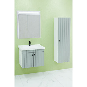 Avien 65 Cm Banyo Dolabı Npl Aynalı - Boy Dolap Dahil Gri