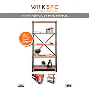 Wrkspc Vidasız Kolay Kurulum 5 Raflı Kitaplık