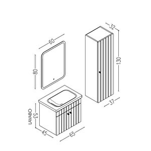 Avien 65 Cm Banyo Dolabı Cmr Aynalı - Boy Dolap Dahil Krem