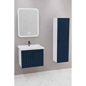Avien 65 Cm Banyo Dolabı Cmr Aynalı - Boy Dolap Dahil Lacivert
