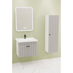Avien 65 Cm Banyo Dolabı Cmr Aynalı - Boy Dolap Dahil Gri