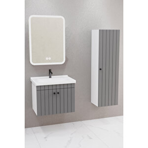 Avien 65 Cm Banyo Dolabı Cmr Aynalı - Boy Dolap Dahil Antrasit