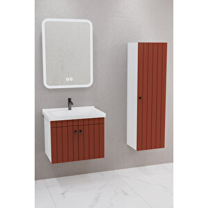 Avien 65 Cm Banyo Dolabı Cmr Aynalı - Boy Dolap Dahil Kiremit