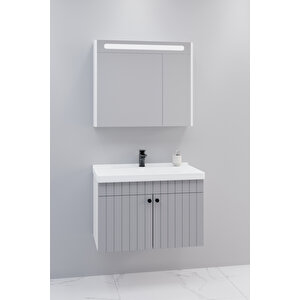 Avien 80 Cm Banyo Dolabı Npl Aynalı - Boy Dolap Hariç Gri