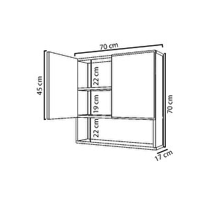 Aynalı Çok Amaçlı, Aynalı Raflı Banyo Dolabı Lavabo Dolabı - Beyaz