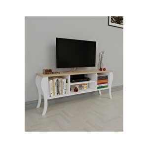 Planet Lükens Ayaklı 120 Cm Tv Sehpası -  Ceviz / Beyaz