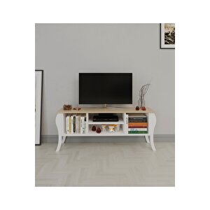 Planet Lükens Ayaklı 120 Cm Tv Sehpası -  Ceviz / Beyaz