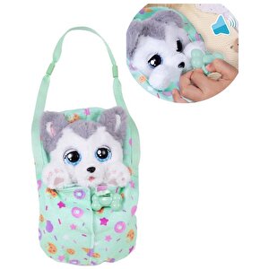 Baby Paws Sesli Yavru Köpek Pelüş 20 Cm Dalmaçyalı Yeşil Çanta