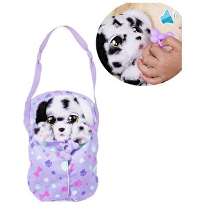 Baby Paws Sesli Yavru Köpek Pelüş 20 Cm Dalmaçyalı Mor Çanta