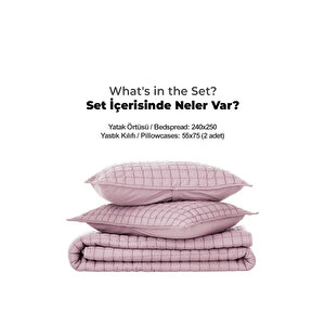 Joy Pamuklu Yatak Örtüsü Seti Çift Kişilik 3 Parça Elyaf Dolgulu Yumuşak Günlük Yıkanabilir