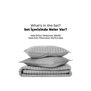 Joy Pamuklu Yatak Örtüsü Seti Çift Kişilik 3 Parça Elyaf Dolgulu Yumuşak Günlük Yıkanabilir