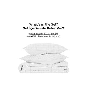Joy Pamuklu Yatak Örtüsü Seti Çift Kişilik 3 Parça Elyaf Dolgulu Yumuşak Günlük Yıkanabilir