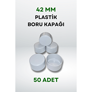 Plastik Boru Kapağı 42 MM (50 Adet) - Açık Gri Açık Gri