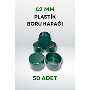 Plastik Boru Kapağı 42 MM (50 Adet) - Yeşil Yeşil