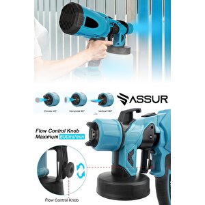 Assur Profesyonel 21v Çift Akülü 300 Mm Vernik Sprey Boya Püskürtme Makinesi