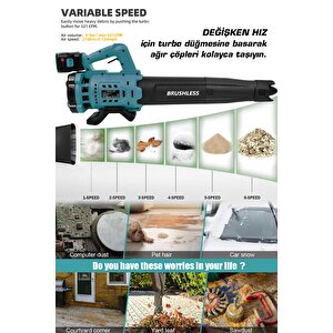 Profesyonel 21 V Çift Akülü Turbo Motor 2800 Rpm Yaprak Hava Üfleme Makinesi