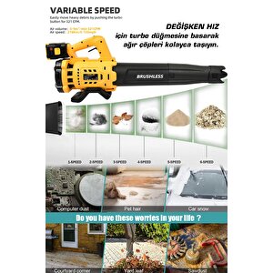 Profesyonel 21 V Çift Akülü Turbo Motor 2800 Rpm Yaprak Hava Üfleme Makinesi
