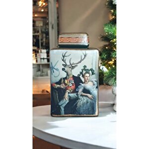 Özel El İşciliği El Boyaması Noel Figürlü Seramik Lüks Elegans Desenli Vazo Şah Küp