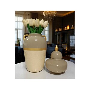 Özel El İşciliği Seramik Lüks Elegans Desenli Vazo Şah Küp Set